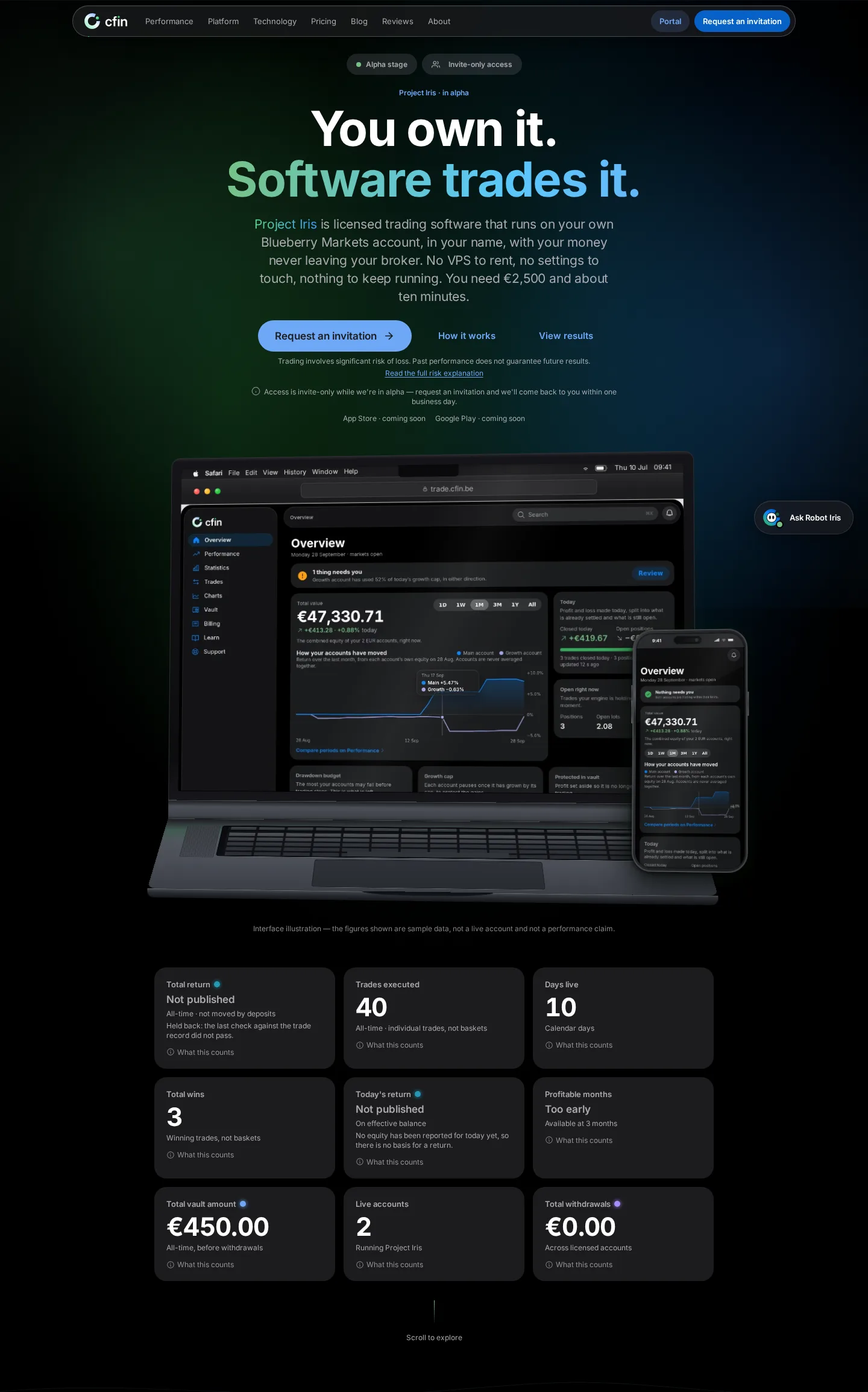 The cfin.be homepage hero section