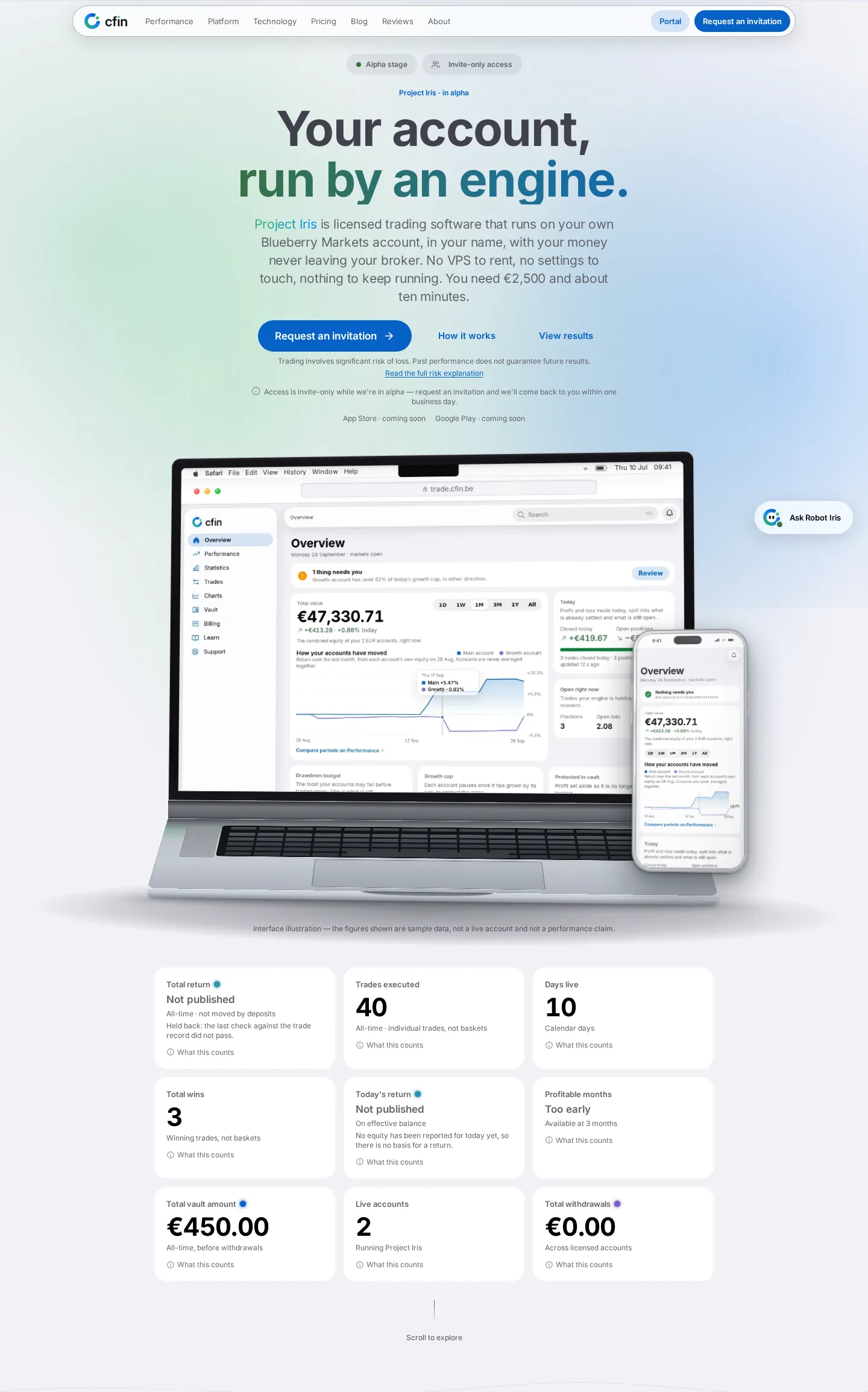 The cfin.be homepage hero section